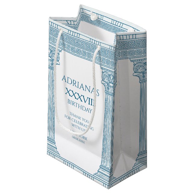 Toga party med grekiska meander mönster och kolonn (Framsidan Vinklad)