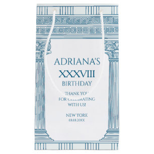 Toga party med grekiska meander mönster och kolonn