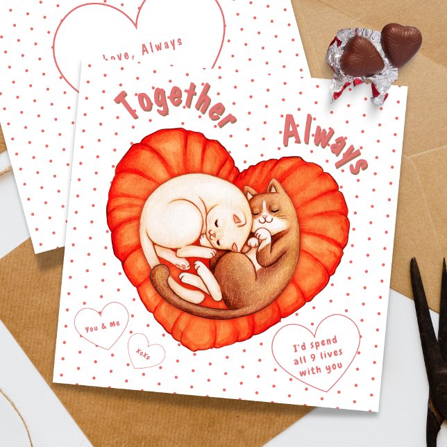 Together Always Cute Cats Heart Kort (Together Always Cute Cats Heart Card)