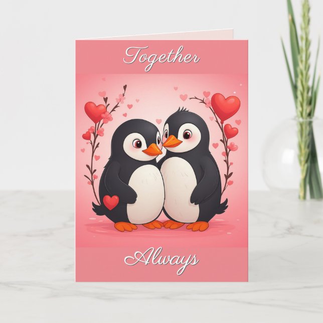 Together Always Penguin Love Valentine's Day Card Helgkort (Framsida)