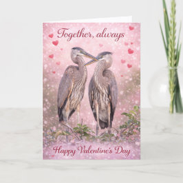 Together, Always – Romantic Heron Valentine’s Day  Helgkort