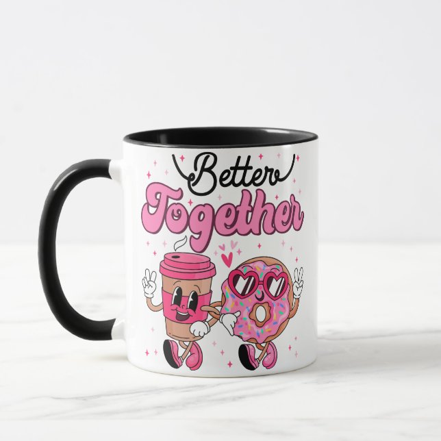 Together Coffee & Donut Valentine Design • Cute Ka Mugg (Vänster)