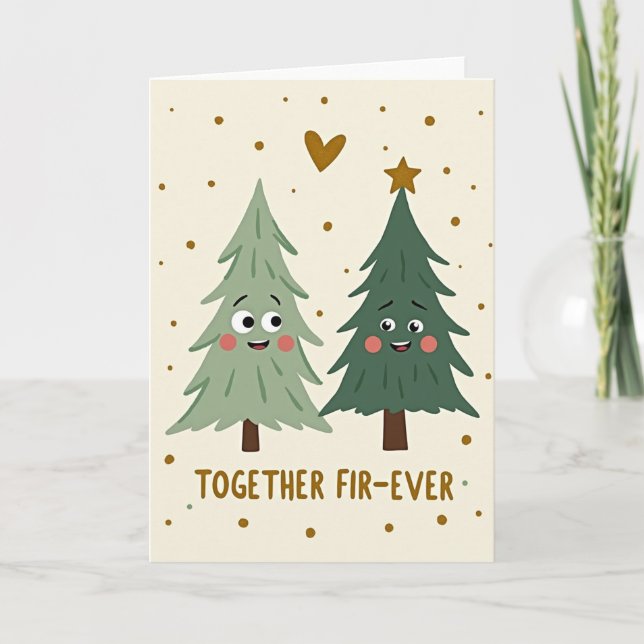 Together Fir Ever Cute Christmas Card Kort (Framsida)