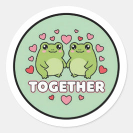 Together Frog Sticker Cute Couple Frogs Holding Ha Runt Klistermärke