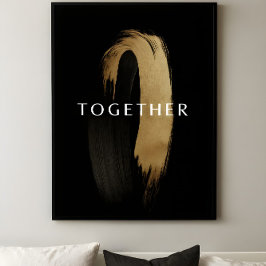 TOGETHER Guld Abstrakt Penseldrag Konst för Par Poster