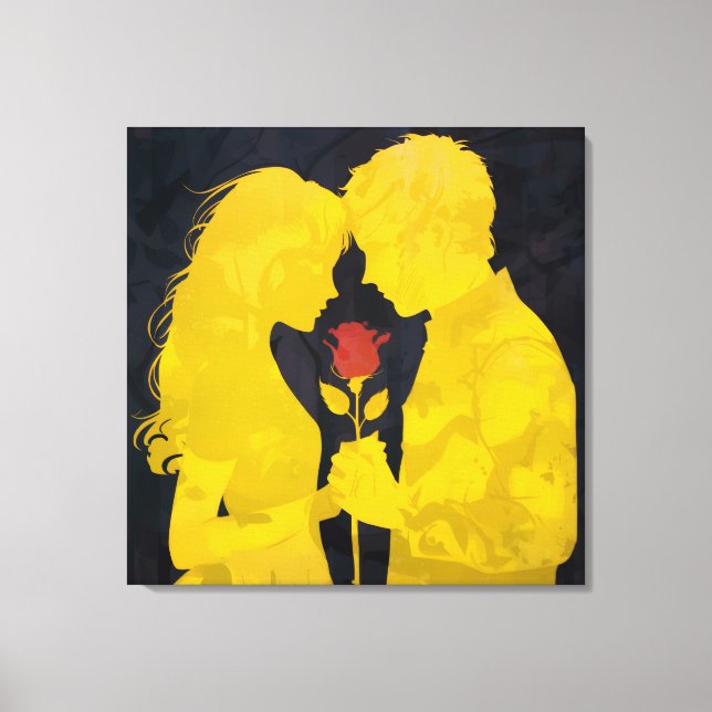 Together in Love- Romantic Love Illustration Canvastryck (Framsida)