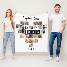 Together Since Year 22 Heart Photo Collage Couple Fleecefilt
