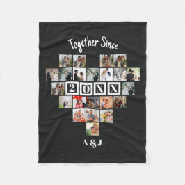 Together Since Year 22 Heart Photo Collage Couple Fleecefilt