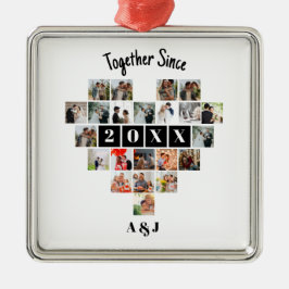 Together Since Year 22 Heart Photo Collage Couple Julgransprydnad Metall