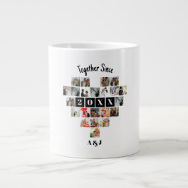 Together Since Year 22 Heart Photo Collage Couple Jumbo Mugg