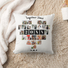 Together Since Year 22 Heart Photo Collage Couple Kudde