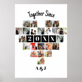 Together Since Year 22 Heart Photo Collage Couple Poster