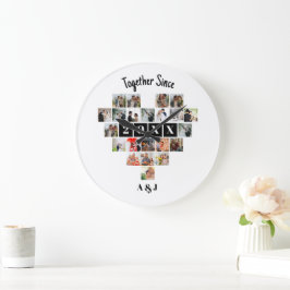 Together Since Year 22 Heart Photo Collage Couple Stor Klocka