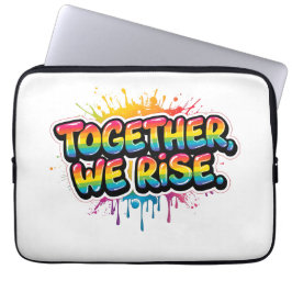 Together We Rise Rainbow Quote Design Laptop Fodral