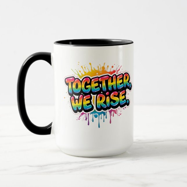 Together We Rise Rainbow Quote Design  Mugg (Vänster)
