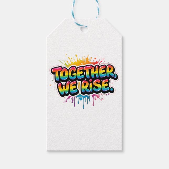 Together We Rise Rainbow Quote Design Presentetikett (Framsidan)