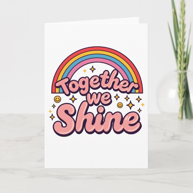 Together We Shine – Rainbow Retro Pride Quote Inbjudan (Framsida)