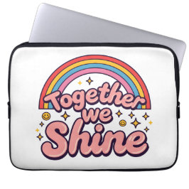 Together We Shine – Rainbow Retro Pride Quote Laptop Fodral