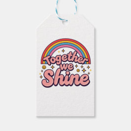 Together We Shine – Rainbow Retro Pride Quote Presentetikett