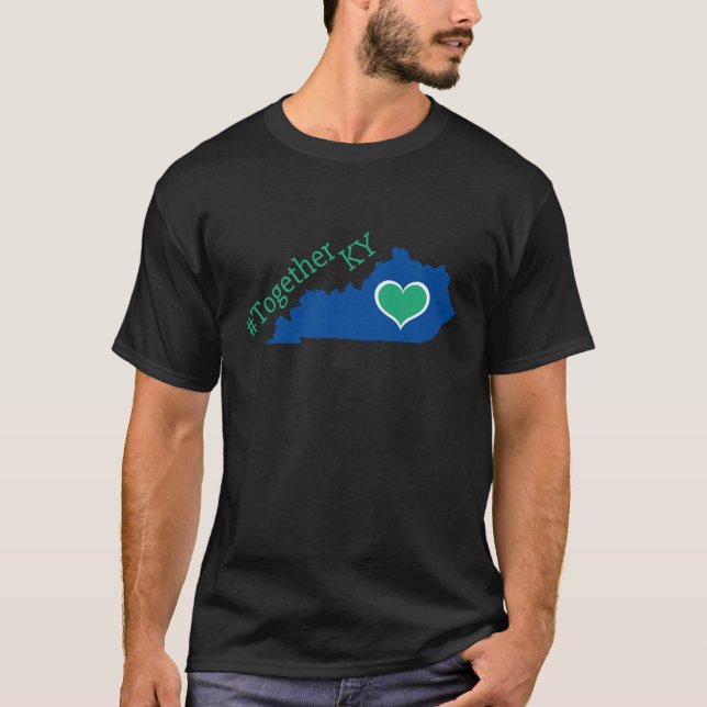 TogetherKY Kentucky State Silhouette with GreenWhi T Shirt (Framsida)