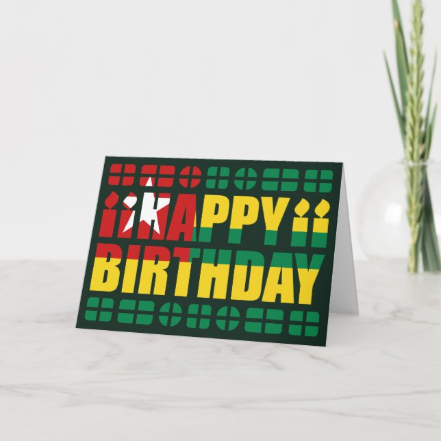 Togo Flagga Birthday Card Kort (Framsida)