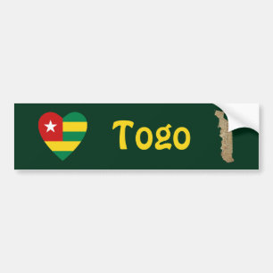 Togo Flagga Hjärta + Karta Bildäckslimma Bildekal