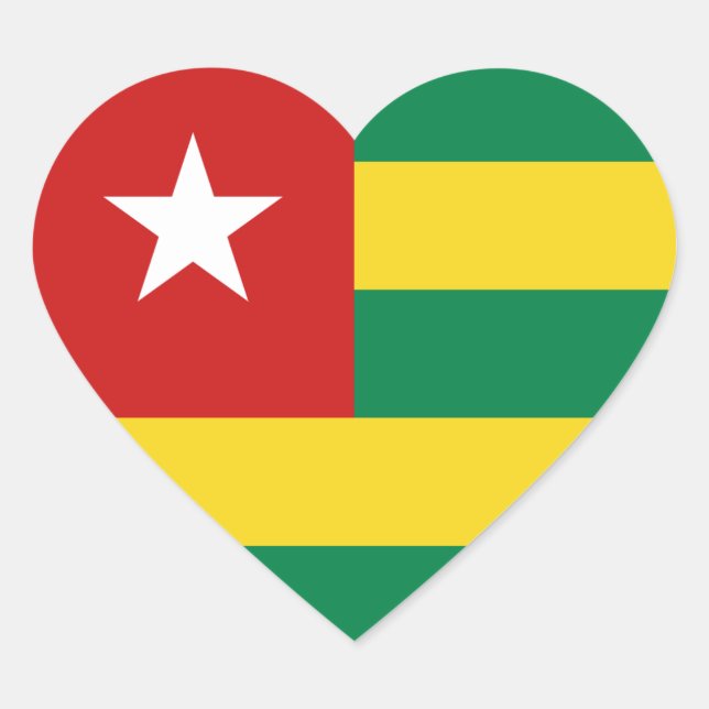 Togo Flagga Hjärta Klistermärke (Framsida)