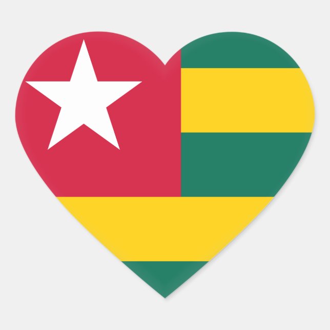 Togo Flagga Hjärtformat Klistermärke (Framsida)