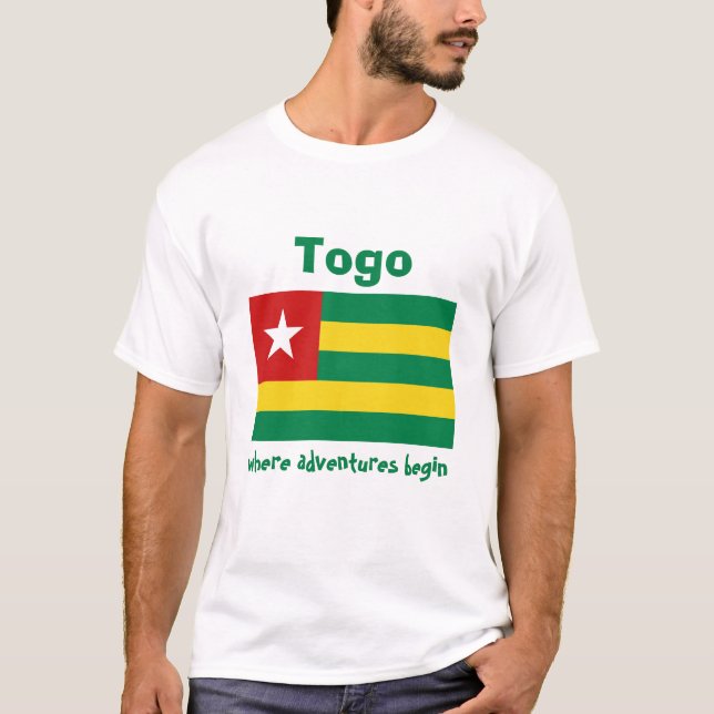 Togo Flagga + Karta + Text T-Shirt (Framsida)
