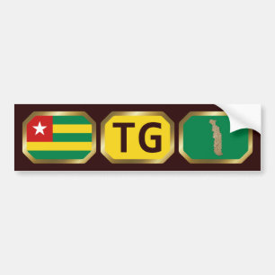 Togo Flagga Kartkod Bildäckslapp Bildekal