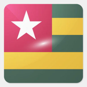Togo-flagga med fyrkantig ordglasyr fyrkantigt klistermärke