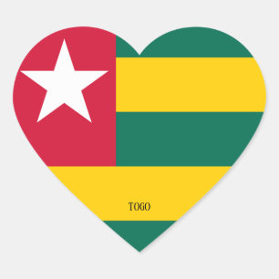 Togo Flagga Splendid Patriotic Hjärtformat Klistermärke