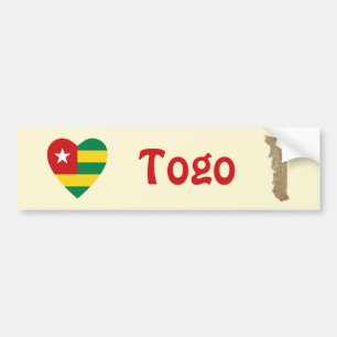 Togo flaggahjärta + Kartabildekal Bildekal