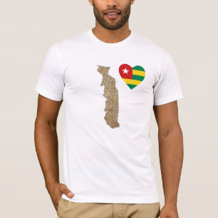 Togo flaggahjärta och kartaT-tröja T-shirt
