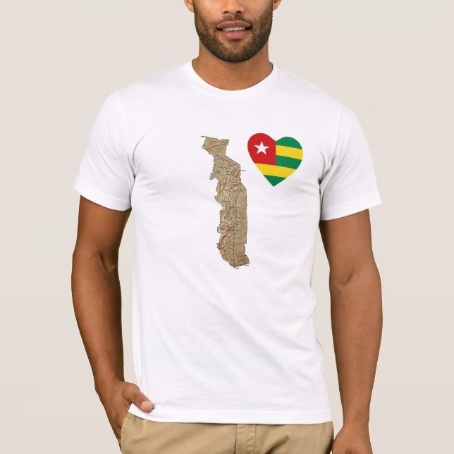 Togo flaggahjärta och kartaT-tröja T-shirt (Framsida)