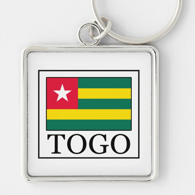 Togo Fyrkantig Silverfärgad Nyckelring (Framsidan)
