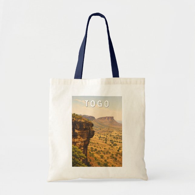 Togo Illustration Resa Konst Vintage Tygkasse (Framsidan)