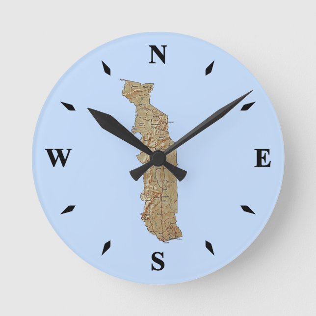 Togo Karta Clock Rund Klocka (Framsida)