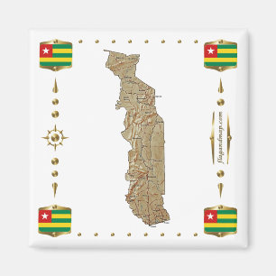 Togo Karta + Flaggor Magnet