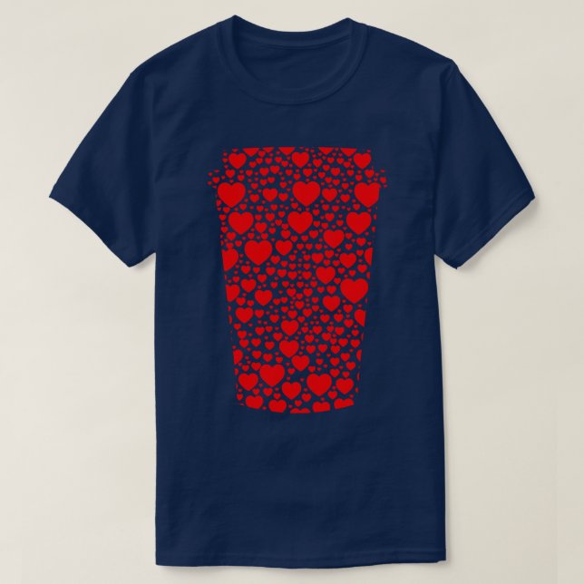 ToGo Kopp of Coffee Hearts Silhouette RED T Shirt (Design framsida)