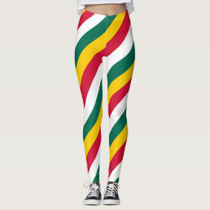 Togo National Flagga Färg Diagonal Stripe Leggings