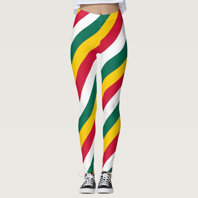 Togo National Flagga Färg Diagonal Stripe Leggings (Framsida)