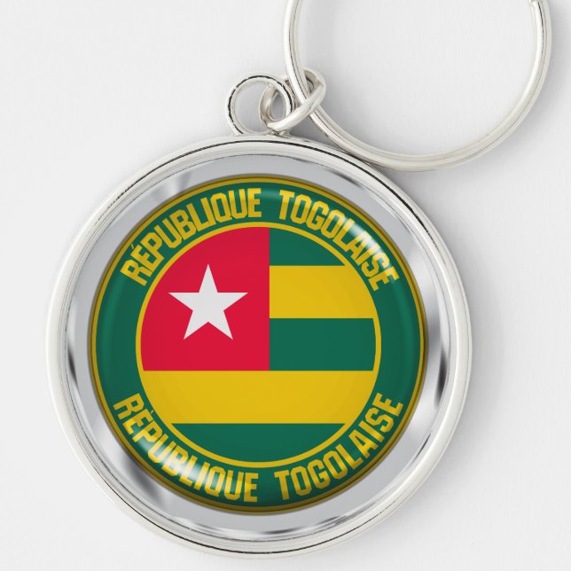 Togo Round Emblem Rund Silverfärgad Nyckelring (Framsidan)