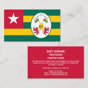 Togo, Togo, Flagga & Emblem, Flagga av Togo Visitkort