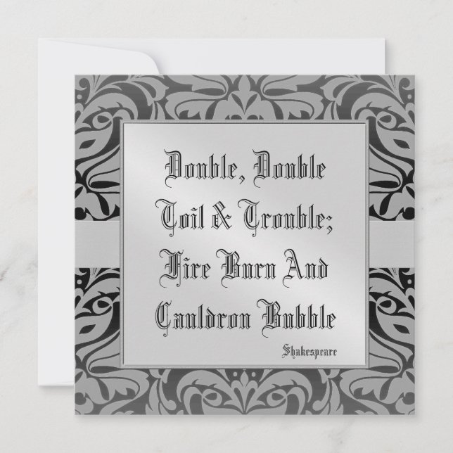 Toil & Trouble Halloween Holiday Silver Inbjudan (Framsida)