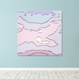 Toile abstraite aux tons pastel oniriques | Rose t Canvastryck