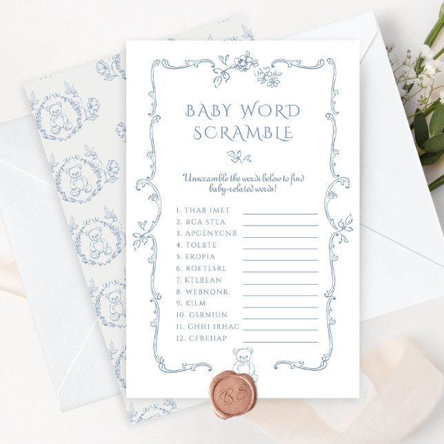 Toile Baby ord Scramble nalle babydusch (Skapare uppladdad)