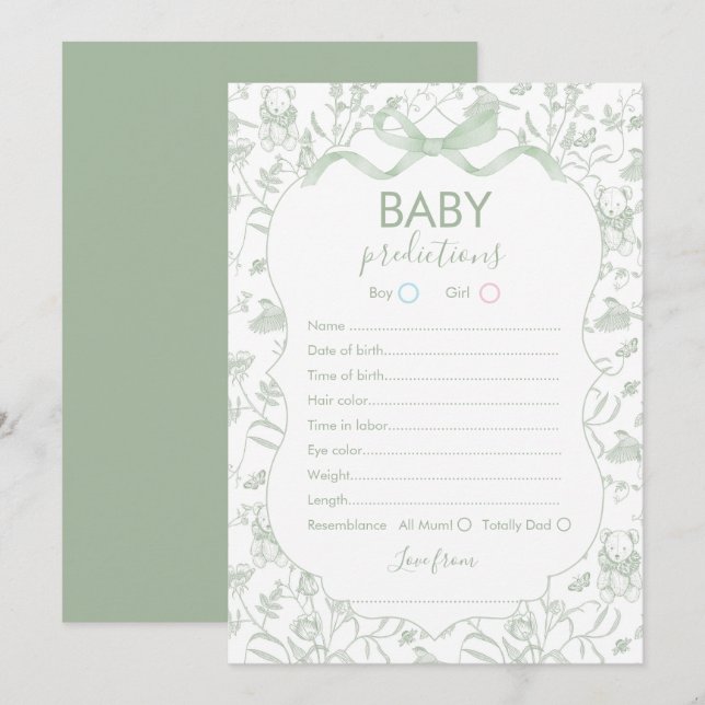 Toile Baby Predictions Babyduschkort Inbjudningar (Fram/baksida)
