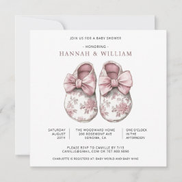Toile Baby Strumpor Baby Shower Inbjudningar