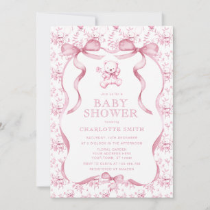 Toile Björn Rosa Flickor Bebis Badrum Inbjudningar